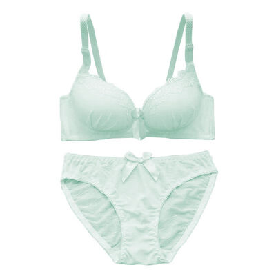 

Fashion bow lace sexy deep V-neck push up underwear hot-selling vintage solid color bra set