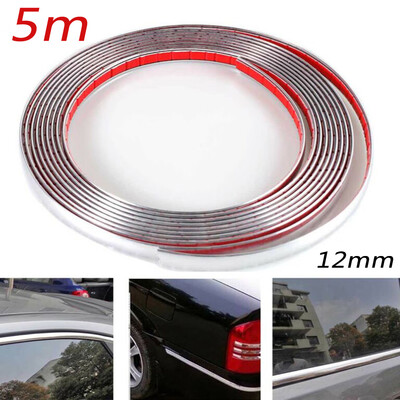 

New 12mm 16ft Car Bumper Strip Adhesive Auto Silver Chrome Moulding Trim Part