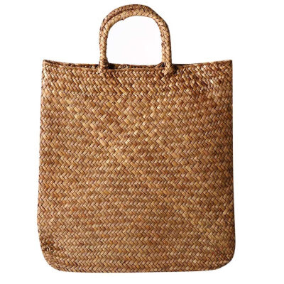 

Fashion Rural Cattail Leaf Handmade Woven Bag Large Capacity Women Tote Handbag