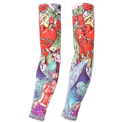 

〖Follure〗A Pair Sunscreen Temporary Tattoo Sleeves Body Art Arm Stockings Slip