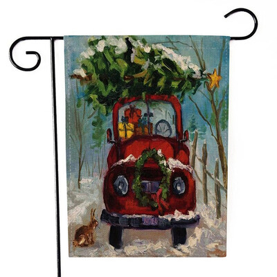 

Merry Christmas Red Truck with Gifts Double Sided Winter Garden Flag