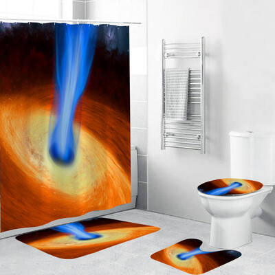 

Toponeto 4PCS Non Slip Toilet Polyester Cover Mat Set Bathroom Shower Curtain