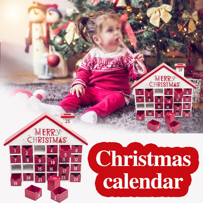 

Wooden Christmas Advent Calendar Drawers Childrens Candy Gift Storage Box Decor
