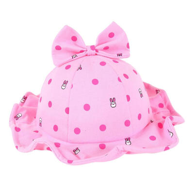 

Spring Baby Girls Toddler Cartoon Rabbit Printed Bowknot Bucket Hats Caps Reversible Sun Headwear New