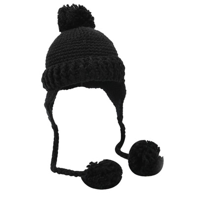 

Tailored Fashion Women Winter Knit Hat 3 Ball Collar Set Thick Warm Solid Earmuff Hat