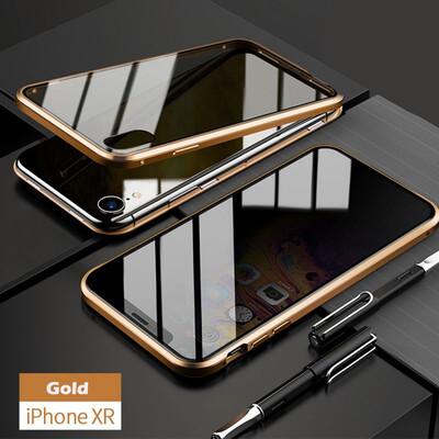 

Case for iPhone XRPrivacy Magnetic Anti-Peeping Front&Back Tempered Glass Full Screen Coverage Support Wireless Charging