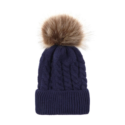 

Winter Warm Women Knitted Crochet Wool Hat Hair Ball Earmuffs Caps Infant Toddler Kid Cute Hairball Beanie Cap