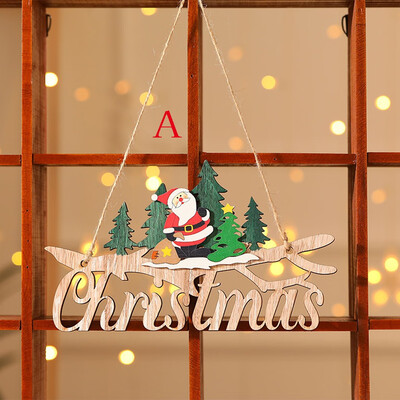 

Gobestart Christmas Wooden Pendant Christmas Tree Tag Scene Decoration Pendant