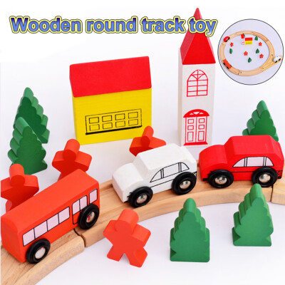 

YIWULAWooden Learning Puzzle Teaching Scene Educational Circular Urban Track Kids Toys