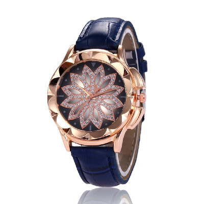 

Women Rhinestone Watches Lady Diamond Dress Watch Leather Band Big Dial Wristwatch Crystal Watch