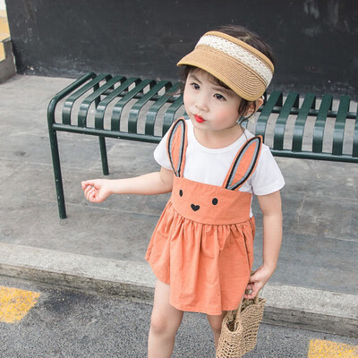 

Fashion Summer Baby Dress for Girls Cartoon Rabbit Print Dress Cute Cotton Kids Toddler Short Sleeve Sundress