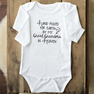 

Cotton Newborn Baby Toddler Infant Romper Jumpsuit Onesie Hand Picked For Earth By My Grandma From Heaven Baby Boy Girl Clothes