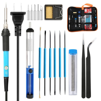 

19PCS EUUSUK Plug 220v 60w Adjustable Temperature Electric Soldering Iron Kit Portable Welding Repair Tool