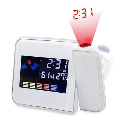 

〖Follure〗Projection Digital Weather Black LED Alarm Clock Snooze Color Display LED Back