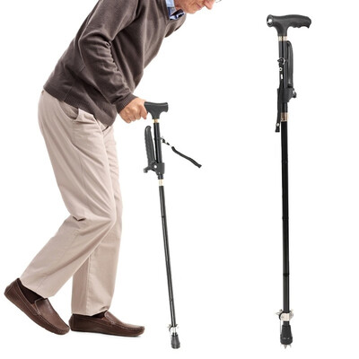 

Folding Walking Stick Safety Cane Adjustable Height Cane Anti-skid Walking Stick for Old People without Batteries