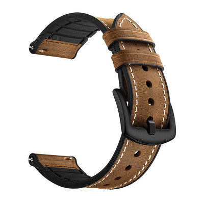 

〖Follure〗Leather Silcone Stitches Watch Wrist Strap Band For Samsung Watch active 20mm