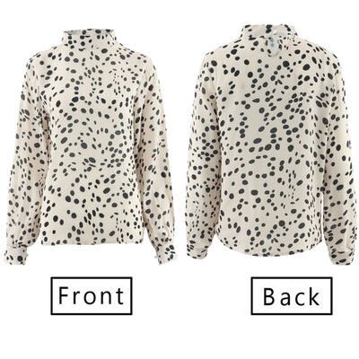 

Womens Leopard Print Turtleneck Casual Long Sleeve Blouse