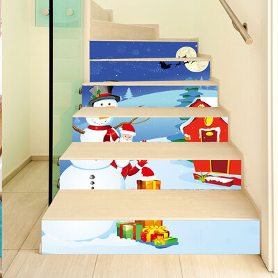 

Toponeto 3D Christmas Decor Stairs Wall Stickers Self Adhesive Door Mural Decals DIY Home