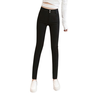 

Women High Waist Pencil Pants Autumn Plus Velvet Slim Leggings Elastic Black Skinny Bottom Warm Trousers