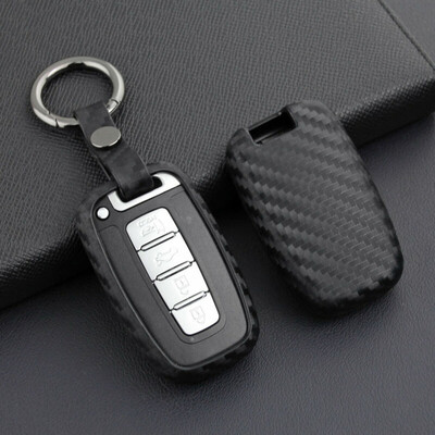 

Carbon Fiber Style Smart Car Remote Key Fob Case Cover Keychain For Hyundai Kia