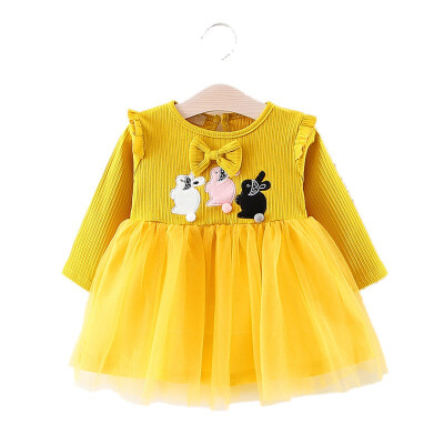 

Kids Dresses For Girls Autumn Long Sleeve Mesh Cartoon Baby Girls Dress Fashion Birthday Princess Dresses Children Clothing