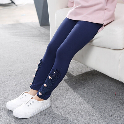 

Kids girls leggings Autumn Winter Lace Embroidered Thick Warm Pants Casual Sweet Slim Baby Girls Trousers Children Clothes