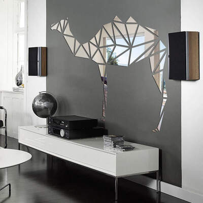 

1 PC 3D geometry camel art wall mirror sticker decoration Decals mural painting Removable Decor Wallpaper