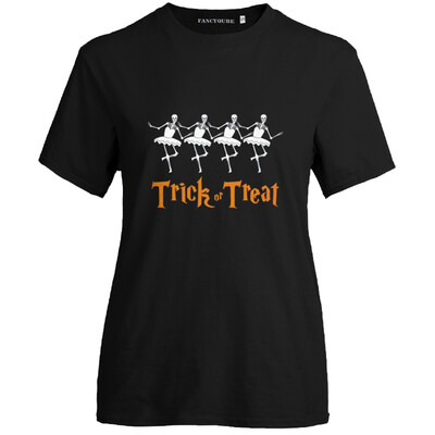 

2019 New Fashion Women T-Shirt Halloween Funny Print Trick Or Treat Letter Print Short Sleeve Round Neck Casual Women Tops