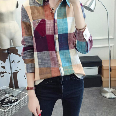 

2017 Hot Sale Ladies Female Casual Cotton Long Sleeve Plaid Shirt Women Slim Outerwear Blouse Tops Blusas Size Chemise Femme
