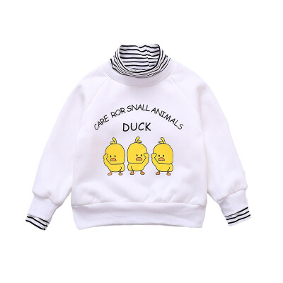 

Children Clothes for boys&girls cartoon little yellow duck plus velvet bottoming shirts fashion baby clothes hot