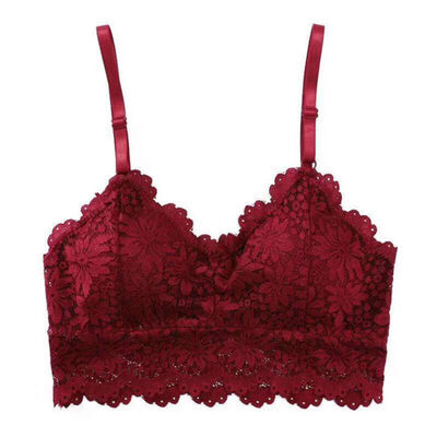 

Solid Lace Embroidery Bras Women Floral Sexy Hollow Out Underwear Seamless Lingerie Removable Padded Brassiere Bra Top Lace Top