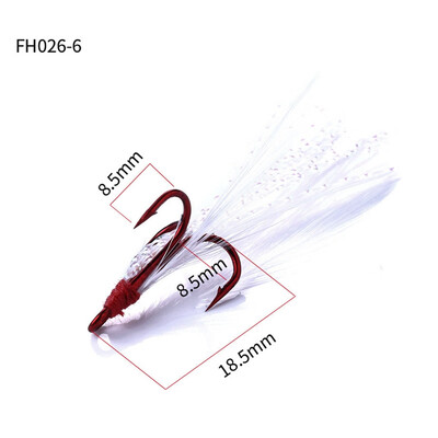 

Lure Fishing 20pcsbox Fishing Treble Hooks With Feather High Carbon Steel Feathered Barbed Fishhooks