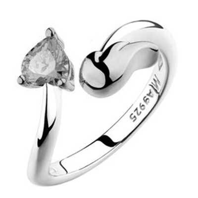 

Heart Love Angle Wings Fly 925 Silver Heart-shaped Female Ring Korean Zircon Opening Women Rings Couple Rings