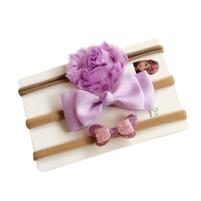 

3pcsSet Baby Flower Hair Accessories New Children Hairband Baby Headdress Bow Chiffon Headband Suit Fashion Headwear