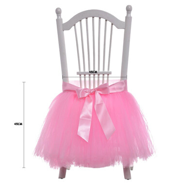 

2017 2 Colors Party Decaration Beautiful Bow Tulle Chair Skirt Tutu Weeding For Festival Wedding Birthday Party Supply