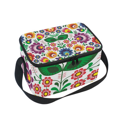 

ALAZA Lunch Box Insulated Floral Polish Pattern Lunch Bag Large Cooler Tote Bag for Men Women