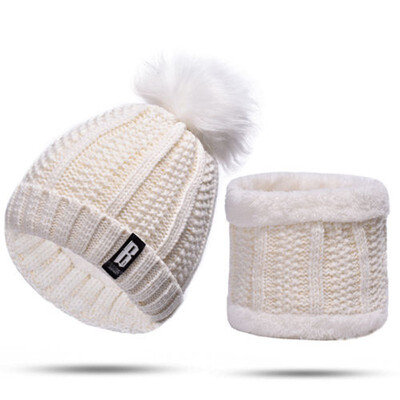 

Women Winter Scarf And Hat Set Knitted Warm Beanie Skullcaps Knit Neck Warmer