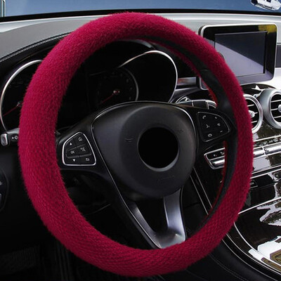 

Universal Black Warm Soft Plush Car Auto Steering Wheel Cover 37-38CM For Winter