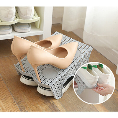 

Shoe Rack Can Be DIY For Finishing Storage 2 Layers Can Be Used For Dormitory Storage Convenient No Space Pink And Gray Two