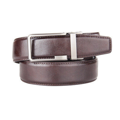 

BPSTAR Mens Automatic Buckle Genuine Leather Mens Ratchet Holeless Belt Business High Quality Mens Real Belt for Pants