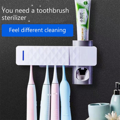 

2 in 1 UV Light Ultraviolet Toothbrush Sterilizer Toothbrush Holder Automatic Toothpaste Squeezers Dispenser