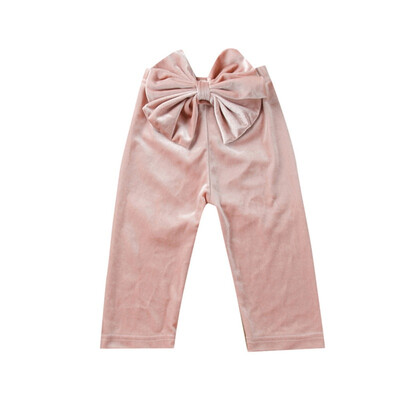 

Baby Girls pants Kids Solid Print Pants Casual Bowknot Design Trousers Toddler Clothes 6M-5T Autumn