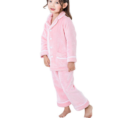 

Winter Super Warm Pajamas Underwear For Kids Boys Girls Flannel Home Sleepwear Pajamas For Kids Children 2 PcsSet
