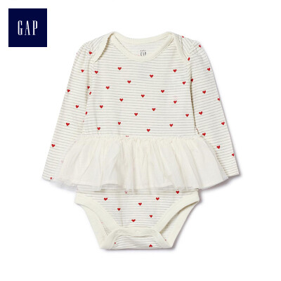 

GAP flagship store baby girl cute love pattern tulle jumpsuit 400244 ivory white 12-18M