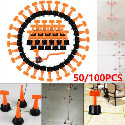 

50100Pcs Alignment Tile Leveling System Flat Ceramic Leveler Floor Wall Construction Tools Locator Plastic with Wrench