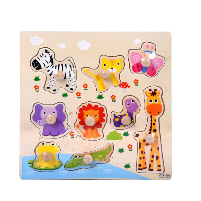 

Gotoamei 9 Piece Wooden Seabed animals Puzzle Jigsaw Early Learning Baby Kids Toys A