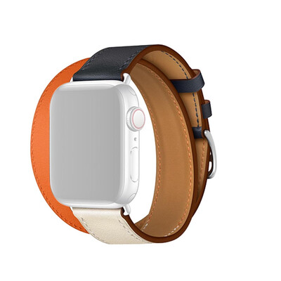 

〖Follure〗Double Tour Leather Accessory Band Two Colors Bracelet For iWatch 5 44mm
