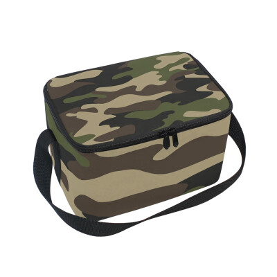 

ALAZA Insulated Lunch Box Camouflage Pattern Background Lunch Bag for Men Women Portable Tote Bag Cooler Bag