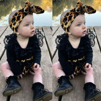 

Newborn Infant Baby Girl Leopard Clothes Romper Tops Shorts Pants Outfits Set