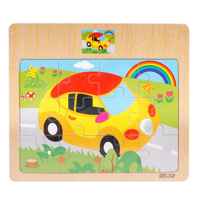 

Siaonvr Wooden Jigsaw Puzzle toy Children Cartoon Animal Traffic Learning Puzzle Toys